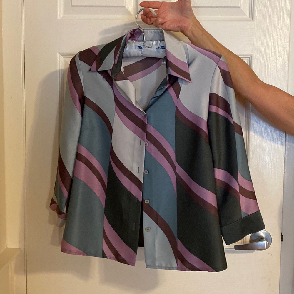 Satin blouse with shoulder pads. Like new